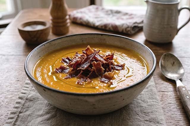 crema de calabaza con jamón